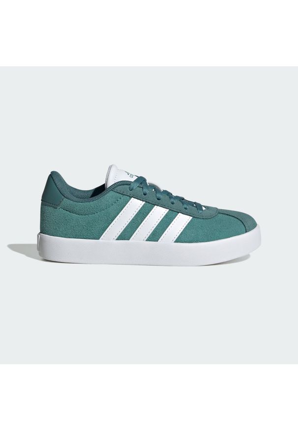 Adidas - Buty VL Court 3.0 Kids. Kolor: niebieski, wielokolorowy, biały. Materiał: zamsz, materiał. Sport: turystyka piesza