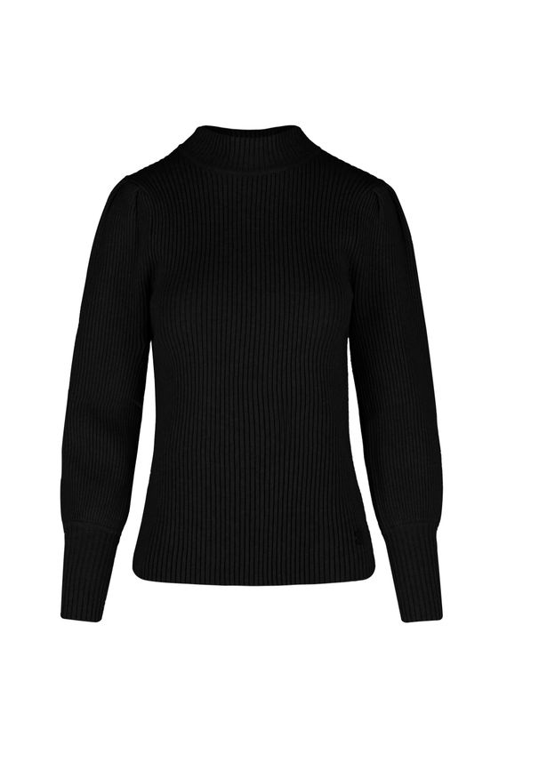 Volcano - Prążkowany sweter S-MOKA. Okazja: na co dzień. Materiał: prążkowany. Wzór: gładki, ze splotem, prążki. Styl: casual, elegancki