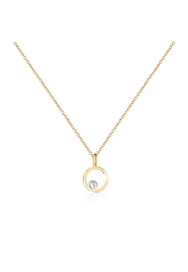 W.KRUK - Naszyjnik srebrny okrąg z perłą. Materiał: srebrne. Kolor: srebrny. Kamień szlachetny: perła