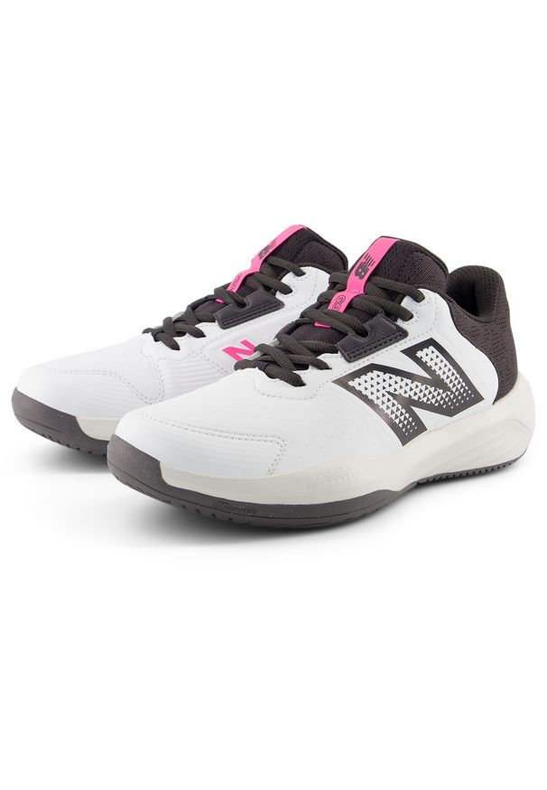 Buty damskie New Balance W696258 – białe. Kolor: biały. Materiał: materiał, syntetyk, guma. Szerokość cholewki: normalna. Sport: tenis, fitness