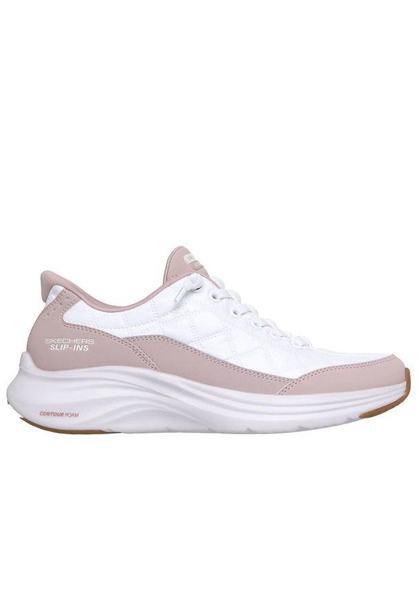 skechers - Buty damskie Skechers Slip-ins: Contour Foam Cozy Fit 150404LAV - białe. Zapięcie: sznurówki. Kolor: biały. Szerokość cholewki: normalna. Wzór: aplikacja. Model: Skechers Sport