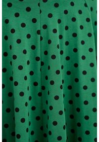 Marie Zélie - Spódnica Farin ciemnozielona w kropki. Kolor: zielony. Materiał: jersey, bawełna, dzianina, materiał, elastan, skóra, guma. Wzór: kropki #4