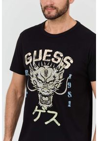 Guess - GUESS Czarny męski t-shirt bawełniany Dragon Tee, Rozmiar XXL. Kolor: czarny. Materiał: bawełna #4