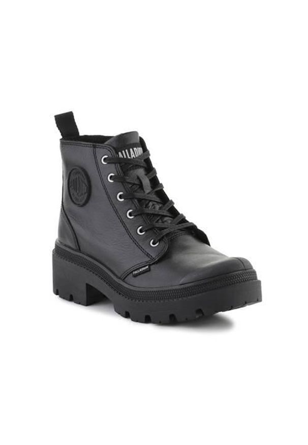 Buty do chodzenia damskie Palladium Pallabase Leather Black. Wysokość cholewki: za kostkę. Kolor: czarny. Materiał: skóra. Szerokość cholewki: normalna. Sport: turystyka piesza