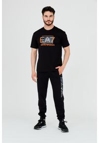 EA7 Emporio Armani - EA7 Czarny t-shirt z holograficznym logo. Kolor: czarny #4