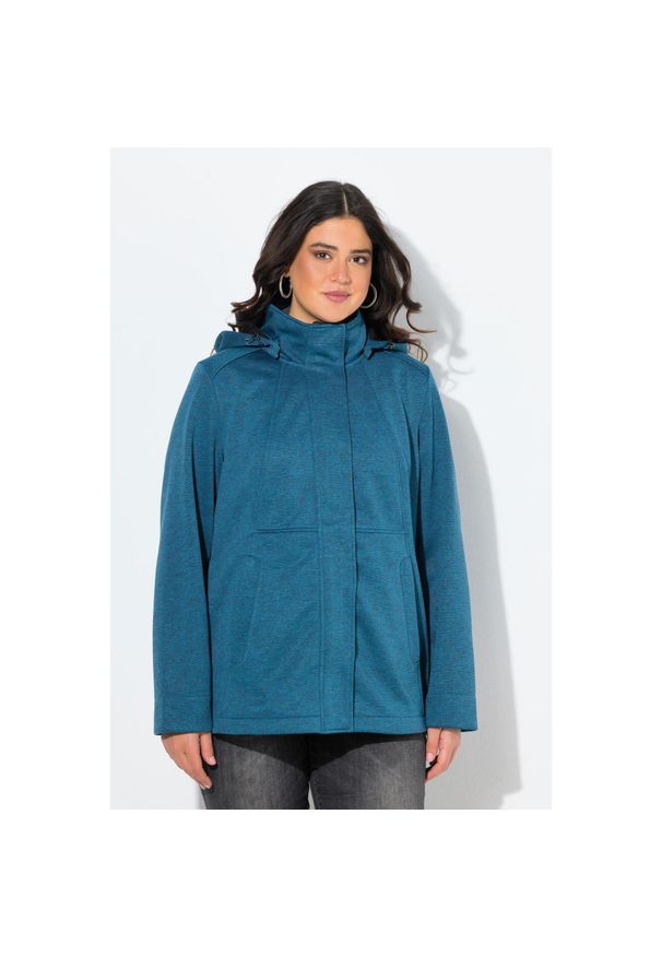 ULLA POPKEN - Damskie Kurtka softshell HYPRAR wodoodporna kaptur. Kolekcja: plus size. Kolor: niebieski. Materiał: poliester, materiał. Sport: turystyka piesza