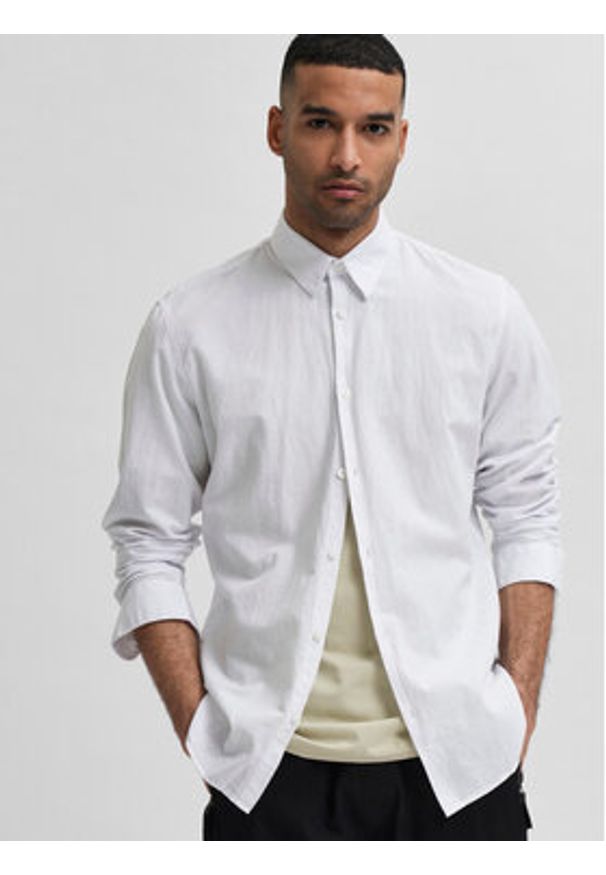 Selected Homme Koszula 16078867 Biały Slim Fit. Kolor: biały. Materiał: bawełna