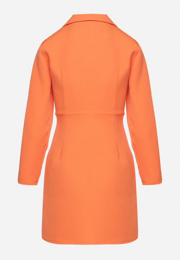 Born2be - Pomarańczowa Marynarkowa Sukienka Mini z Kopertową Górą Nivrade. Kolor: pomarańczowy. Typ sukienki: kopertowe. Długość: mini