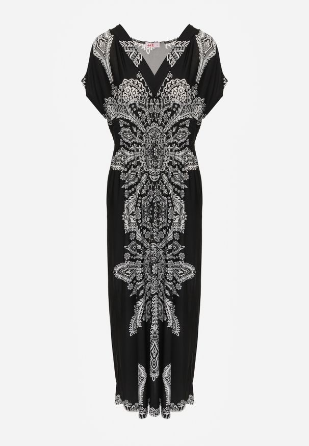 Renee - Czarna Sukienka Maxi w Etniczny Wzór Josanie. Kolor: czarny. Styl: wakacyjny, boho. Długość: maxi