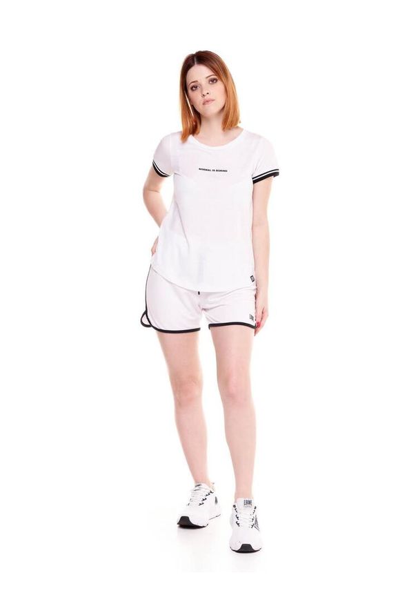 LEONE 1947 APPAREL - Damski T-shirt z modalu w kolorze czarno-białym. Kolor: biały. Materiał: tkanina. Sport: fitness