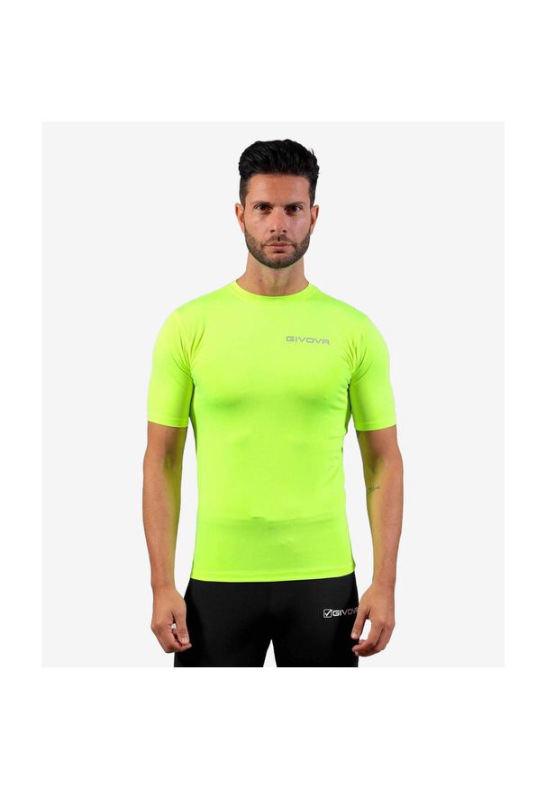 Męski T-shirt Sportowy Givova Corpus 2 - 2XL - Oddychający i Elastyczny. Kolor: żółty. Sport: piłka nożna