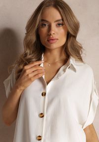 Renee - Biała Zapinana Koszula z Krótkim Rękawem Corania. Kolor: biały. Długość rękawa: krótki rękaw. Długość: krótkie #5
