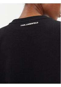 Karl Lagerfeld - KARL LAGERFELD Bluza 241W1801 Czarny Regular Fit. Typ kołnierza: dekolt w karo. Kolor: czarny. Materiał: bawełna