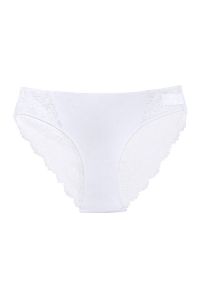 Intica - Figi koronkowe eleganckie z delikatnego materiału Charmaine. Kolor: biały. Materiał: materiał, koronka. Wzór: koronka