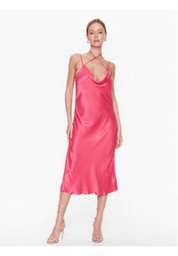 Simple Sukienka koktajlowa SUD005 Różowy Regular Fit. Kolor: różowy. Materiał: wiskoza. Styl: wizytowy #1