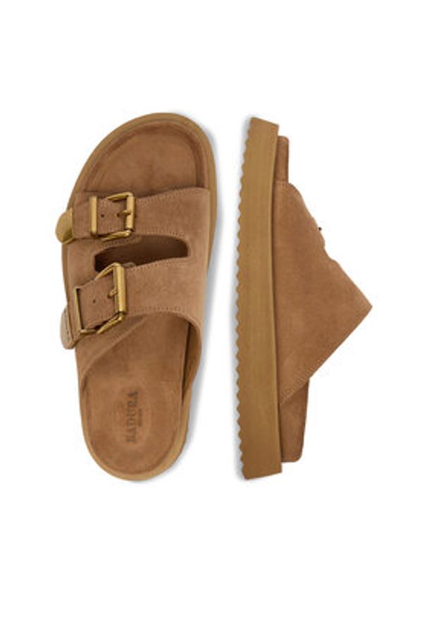 Badura Klapki CYCLAMEN-80033-25 Beżowy. Kolor: beżowy. Materiał: skóra, zamsz