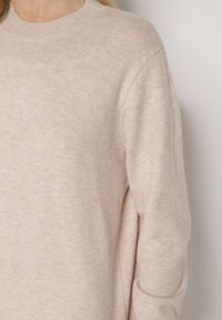 Born2be - Beżowy Casualowy Sweter z Wełną i Bawełną Nedalla. Okazja: na co dzień. Kolor: beżowy. Materiał: wełna, bawełna. Długość rękawa: długi rękaw. Długość: długie. Styl: casual #3