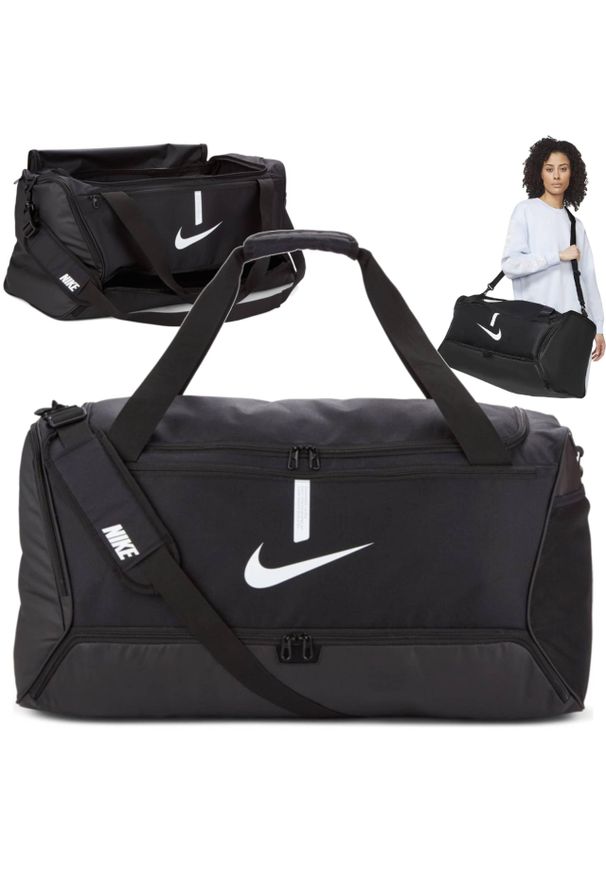 Torba sportowa Nike Academy Team Duffel usztywnione dno z komorą na buty 95L. Kolor: czarny. Sport: fitness