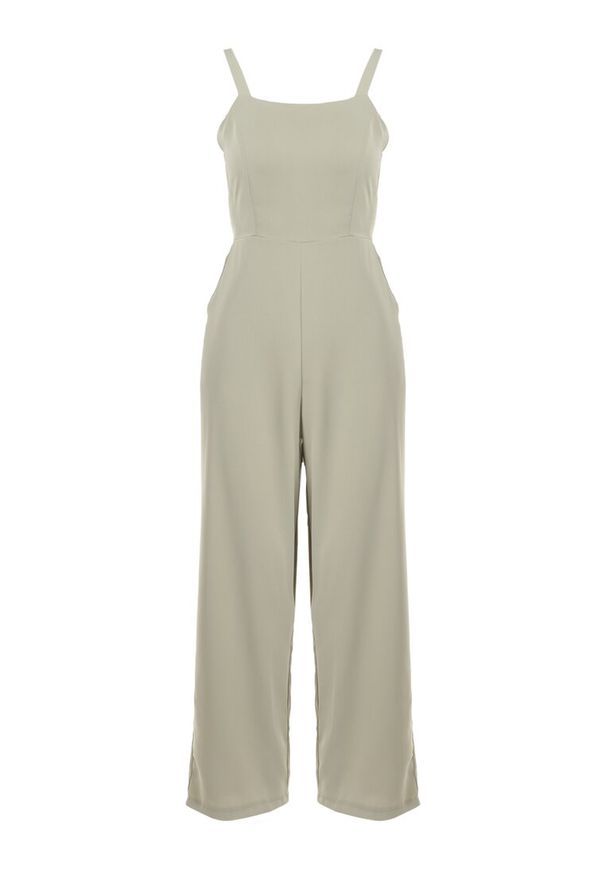 Born2be - Jasnozielony Kombinezon Damyle. Kolor: zielony. Materiał: tkanina. Długość rękawa: na ramiączkach. Długość: długie. Wzór: gładki, jednolity