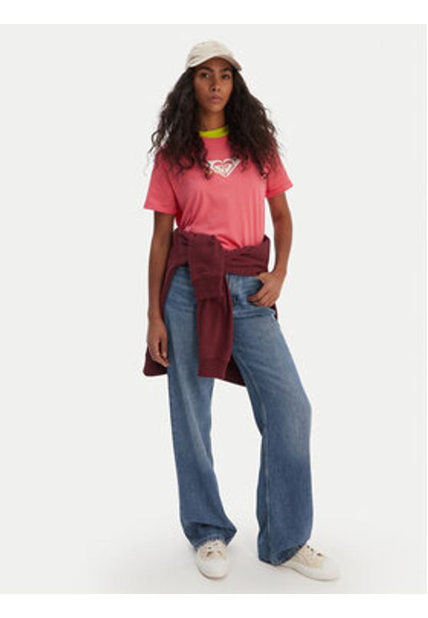 Roxy T-Shirt Oceanregular ERJZT06078 Różowy Regular Fit. Kolor: różowy. Materiał: bawełna