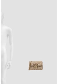 Pinko - PINKO Beżowa skórzana damska torebka kopertówka Love Puff Mini CL. Kolor: beżowy. Materiał: skórzane. Styl: casual, elegancki #4