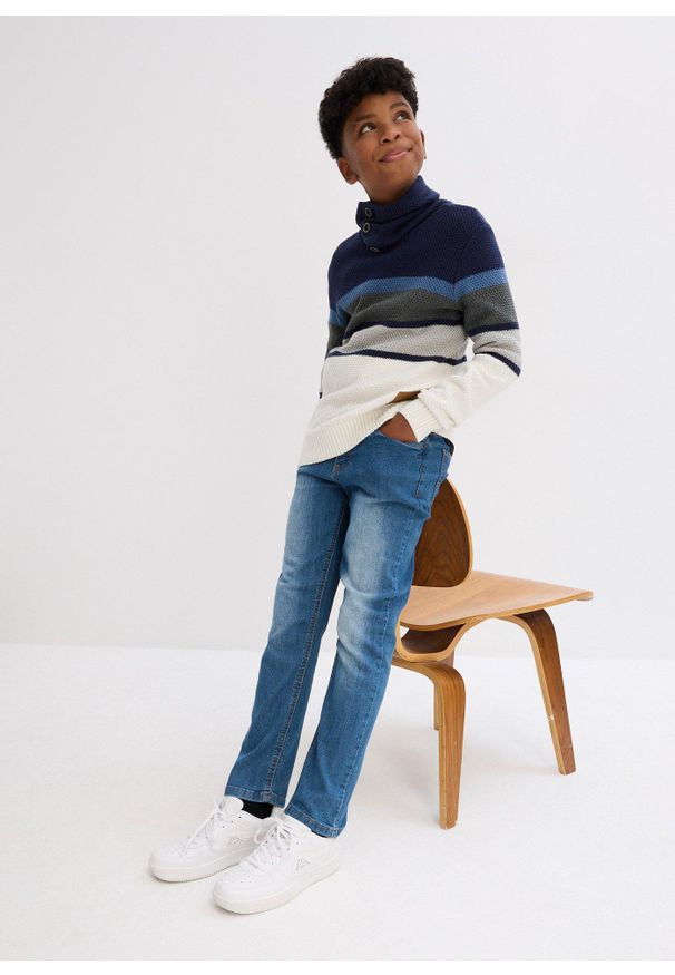 bonprix - Sweter chłopięcy. Kolor: biały. Wzór: paski