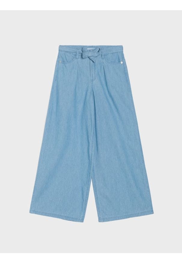 Sinsay - Jeansy wide leg - niebieski. Kolor: niebieski