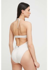 Calvin Klein jednoczęściowy strój kąpielowy kolor beżowy miękka miseczka. Kolor: beżowy. Materiał: materiał, dzianina, poliamid #2