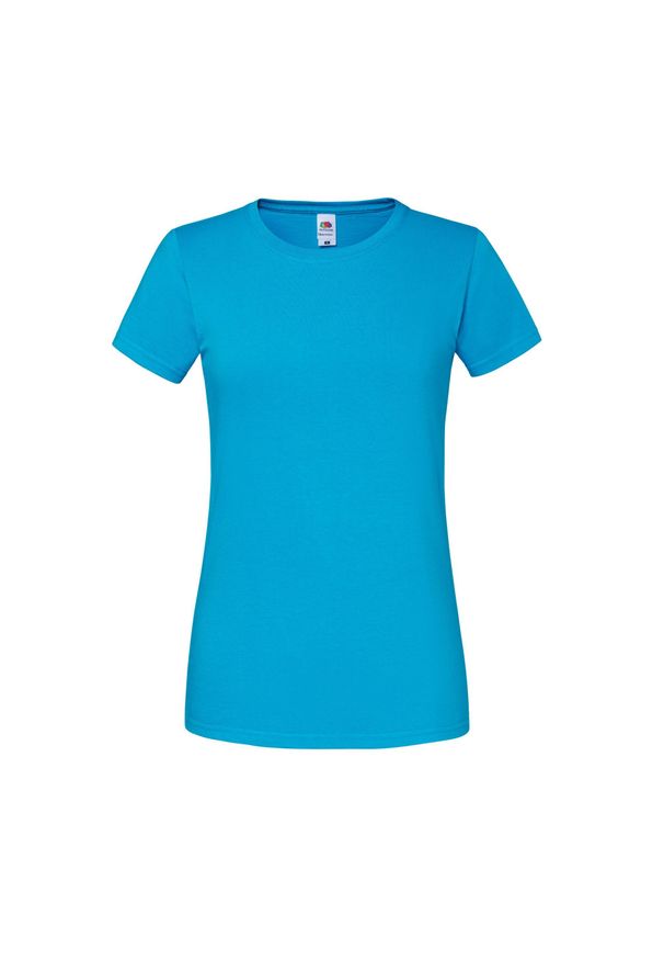 FRUIT OF THE LOOM - Koszulka Damska Iconic 195 Premium Ringspun Cotton T-shirt. Kolor: niebieski. Sport: turystyka piesza