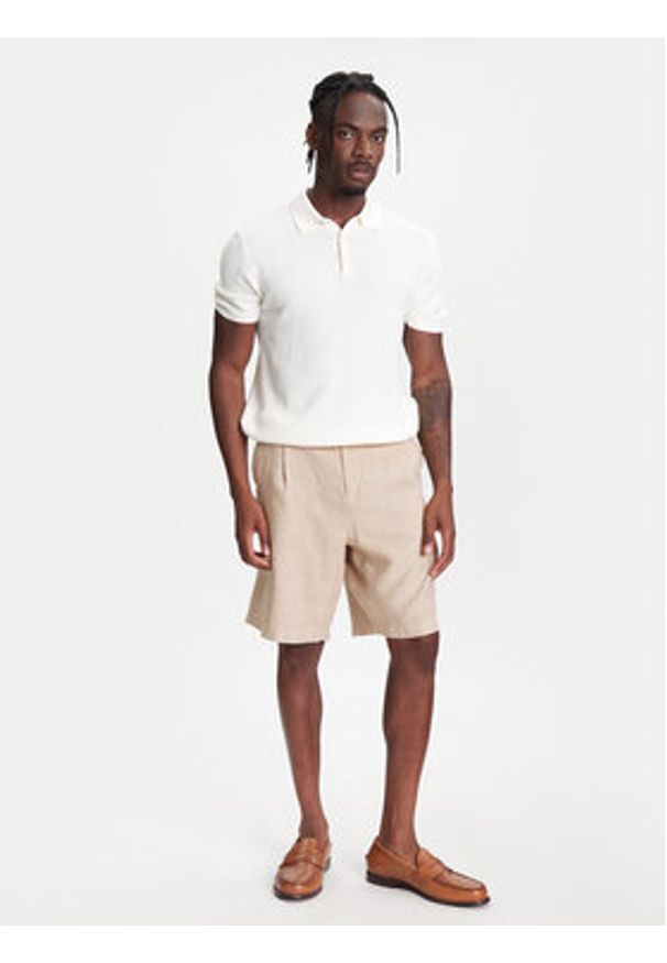 United Colors of Benetton - United Colors Of Benetton Polo 1198U301H Beżowy Regular Fit. Typ kołnierza: polo. Kolor: beżowy. Materiał: bawełna