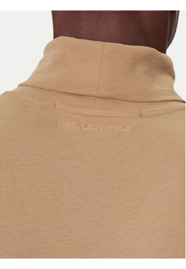 Karl Lagerfeld - KARL LAGERFELD Golf 755023 554226 Beżowy Regular Fit. Typ kołnierza: golf. Kolor: beżowy. Materiał: bawełna