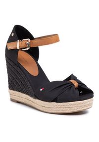 TOMMY HILFIGER - Tommy Hilfiger Espadryle Basic Opened Toe High Wedge FW0FW04784 Czarny. Kolor: czarny. Materiał: materiał #6