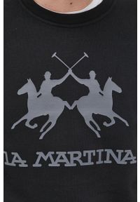 La Martina bluza bawełniana męska kolor czarny z aplikacją. Okazja: na co dzień. Kolor: czarny. Materiał: bawełna. Wzór: aplikacja. Styl: casual #4