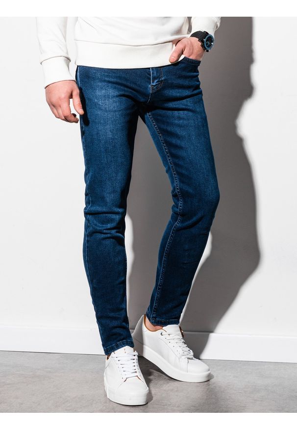 Ombre Clothing - Spodnie męskie jeansowe P942 - niebieskie - XXL. Kolor: niebieski. Materiał: jeans. Styl: klasyczny
