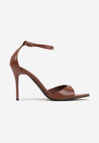 Renee - Brązowe Eleganckie Sandały w Szpic na Szpilce ze Sprzączką Murierah. Okazja: na imprezę, na co dzień. Zapięcie: sprzączka. Kolor: brązowy. Materiał: jeans. Obcas: na szpilce. Styl: elegancki #8