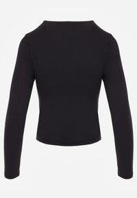 Renee - Czarna Dopasowana Bluzka Typu Longsleeve z Bawełną Moanti. Okazja: na co dzień. Kolor: czarny. Materiał: bawełna. Długość rękawa: długi rękaw. Wzór: kropki. Styl: casual #6