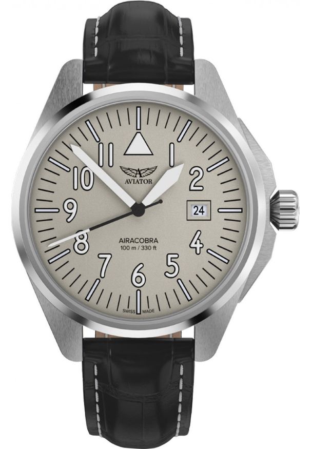 AVIATOR - Zegarek Aviator Zegarek męski Aviator V.1.38.0.320.4 czarny. Kolor: czarny