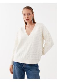 Pinko Sweter Barbone 101581 A117 Écru Relaxed Fit. Materiał: syntetyk