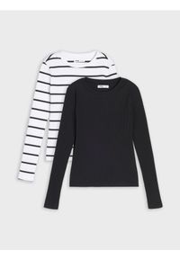 Sinsay - Bawełniane koszulki z długim rękawem 2 pack - wielobarwny. Materiał: bawełna. Długość rękawa: długi rękaw. Długość: długie #1