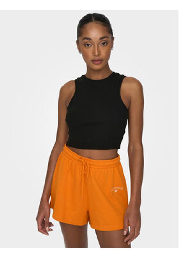 only - ONLY Top Vilma 15282771 Czarny Slim Fit. Kolor: czarny. Materiał: bawełna