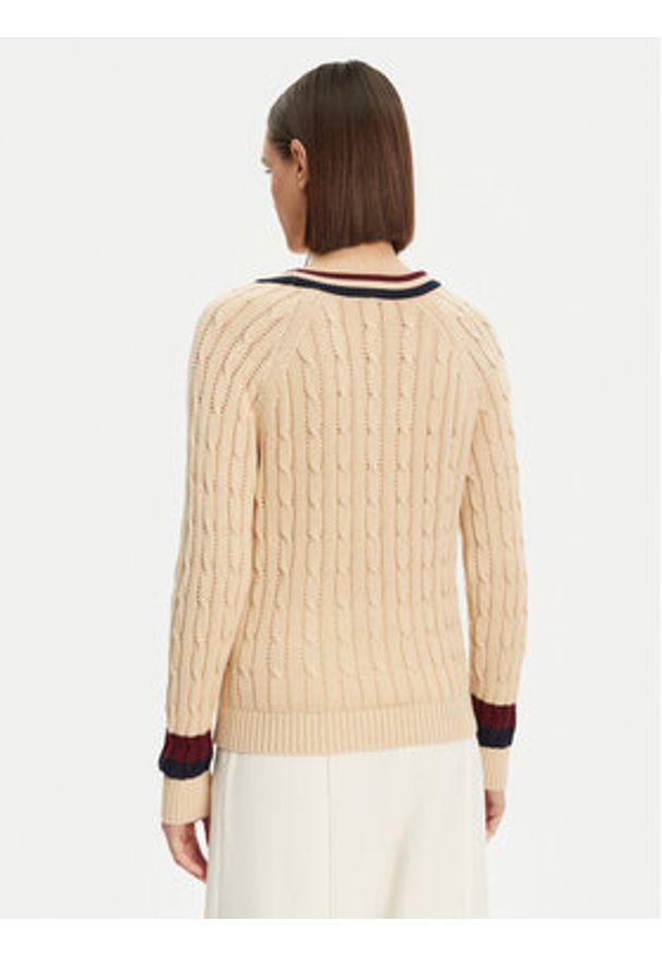 TOMMY HILFIGER - Tommy Hilfiger Sweter Varsity WW0WW43972 Beżowy Regular Fit. Kolor: beżowy. Materiał: bawełna