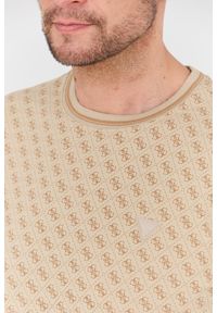 Guess - GUESS Beżowy męski t-shirt Marshall, Rozmiar XXL. Kolor: beżowy #3