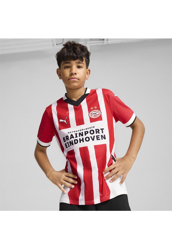 Puma - Młodzieżowa koszulka domowa PSV Eindhoven 24/25 PUMA For All Time Red White. Kolor: czerwony, biały, wielokolorowy. Sport: piłka nożna