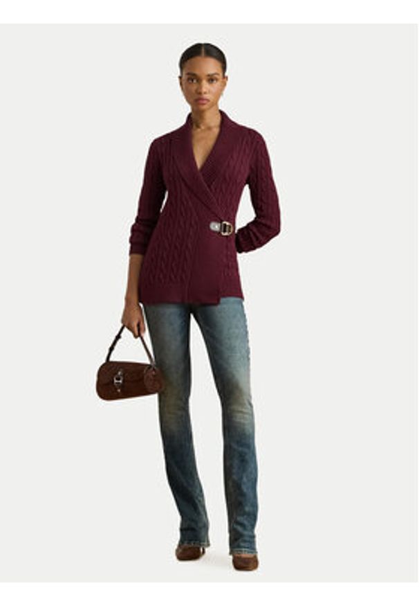 Lauren Ralph Lauren - LAUREN RALPH LAUREN Sweter 200808258027 Bordowy Relaxed Fit. Kolor: czerwony. Materiał: bawełna