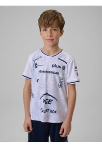 4f - 4F Koszulka meczowa replika domowa z sezonu 2025/26 dziecięca 4F x Projekt Warszawa - biała 110/116. Okazja: do domu. Kolor: biały. Materiał: dzianina, materiał. Długość: długie. Wzór: nadruk. Sezon: lato. Styl: młodzieżowy #1