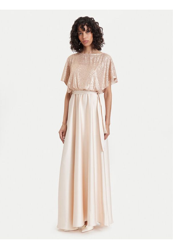 ACCESS FASHION Sukienka wieczorowa 63-3439-392 Złoty Regular Fit. Kolor: złoty. Materiał: syntetyk. Styl: wizytowy