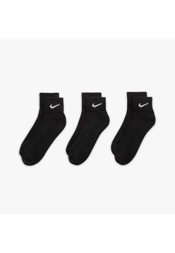 Skarpety Nike 3PPK Value Cotton Quarter, Dla obu płci. Kolor: czarny. Materiał: poliester, materiał