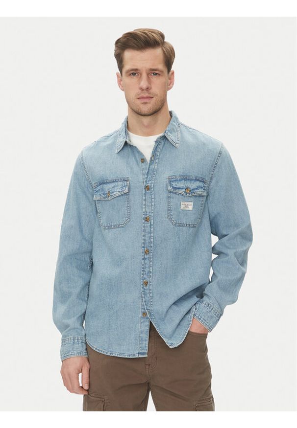 Guess Jeans Koszula jeansowa M5GH56 D5M82 Niebieski Regular Fit. Kolor: niebieski. Materiał: bawełna