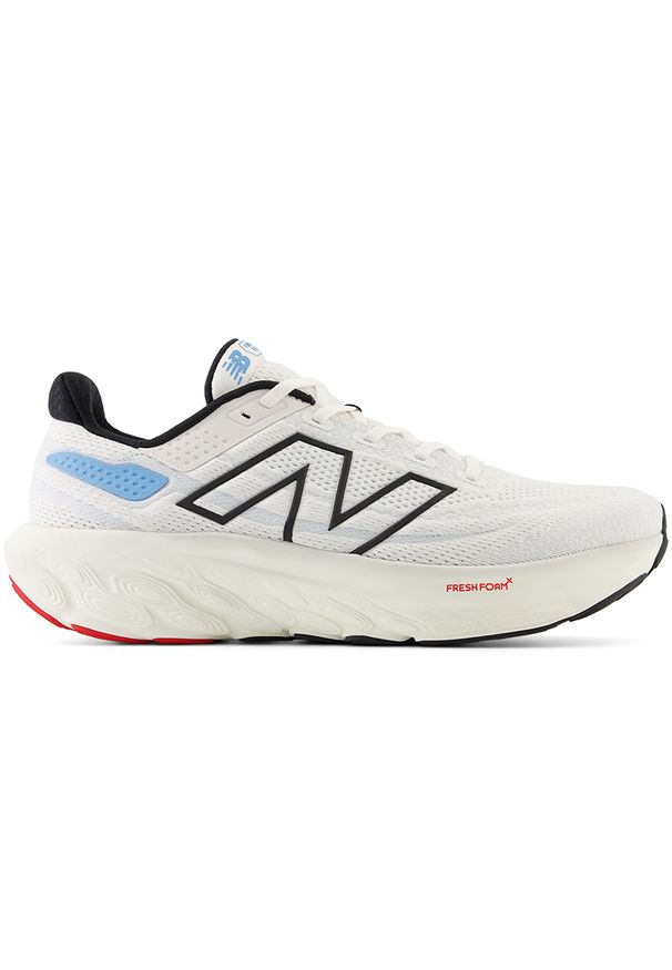 Buty do biegania męskie New Balance Fresh Foam 1080 v13 M108013A – białe. Okazja: na co dzień. Kolor: biały. Materiał: materiał. Szerokość cholewki: normalna. Wzór: geometria. Sport: bieganie, fitness