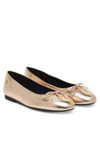TOMMY HILFIGER - Tommy Hilfiger Baleriny Metallic Toe-Cap FW0FW08920 Złoty. Kolor: złoty. Materiał: skóra #3